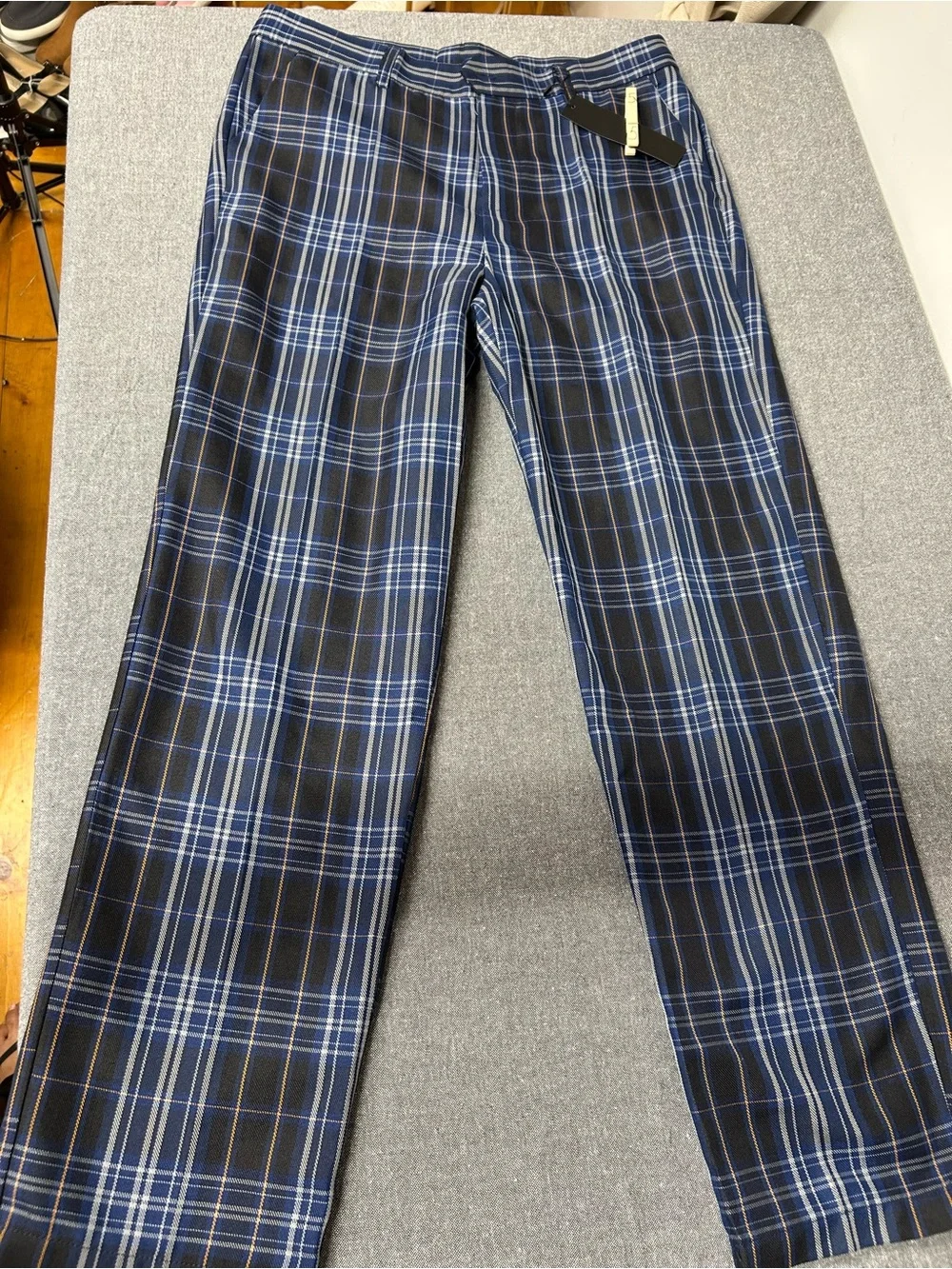 Men's Blue Plaid Chino Pants